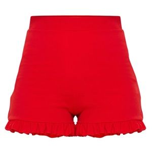 PLT Red Frill Shorts